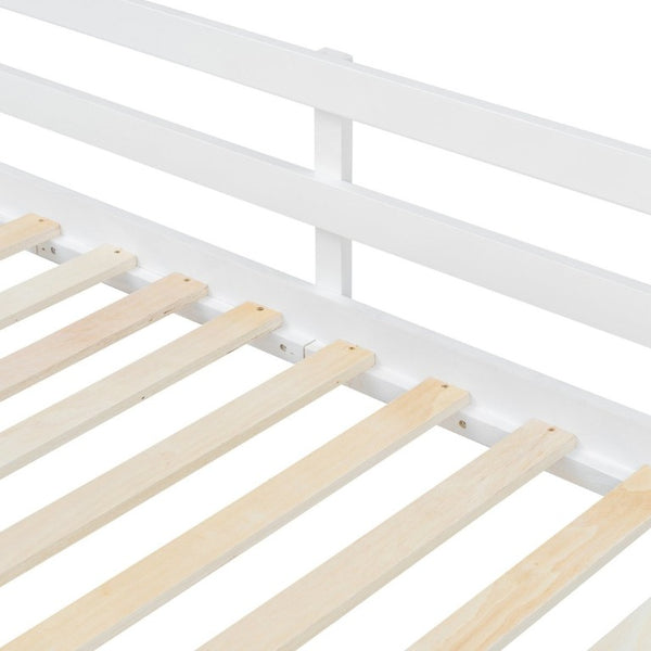 English Elm Twin Over Bunk Bed with Staircase and Six Storage Drawers for Kids Shared Rooms White LT000468AAK