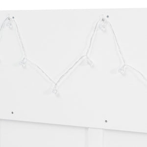 English Elm Full Size House Loft Bed Pinewood Frame with LED Strip Doors and Window Kids Bedroom White LT000485AAK