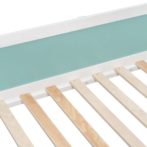 English Elm Full Size Bunk Bed with LED Lighting Storage Drawers and Shelves for Kids Bedroom White+Blue LT000626AAC