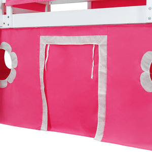 English Elm Twin Loft Bed with Slide Castle Tower Tent Pinewood Kids Playhouse Bedroom LT000773AAH