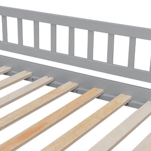 English Elm Stairway Full Over Bunk Bed with Slide Three Drawers and Pine Frame for Kids Gray LT000774AAE
