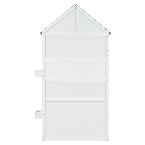 English Elm Twin Over House Bunk Bed Pine Frame Architectural Kids Shared Bedroom Gray LT000928AAE