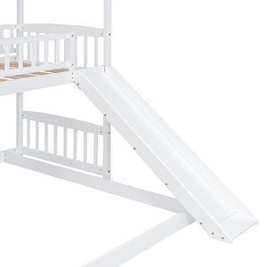 English Elm Twin Over Full Kids Bunk Bed with Slide Staircase Storage and Playhouse Frame LT100129AAK-1