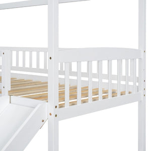English Elm Twin Over Full Kids Bunk Bed with Slide Staircase Storage and Playhouse Frame LT100129AAK-1