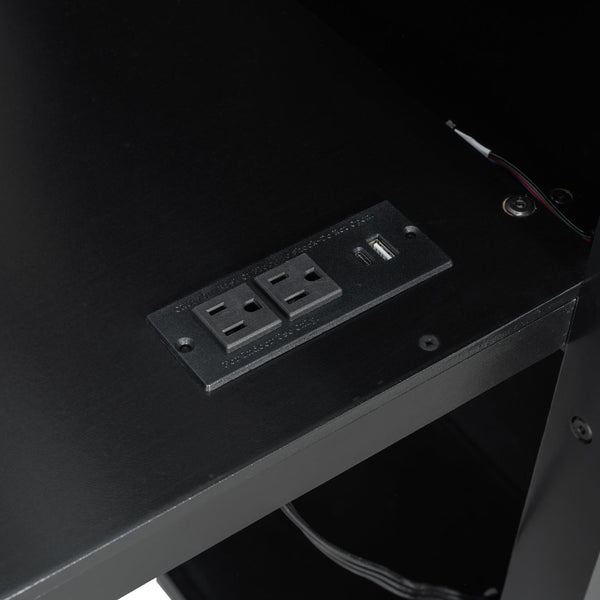 English Elm Full Size Gaming Loft Bed with Rgb Lighting Desk Wardrobe and Mdf Wood Frame LT100261AAI