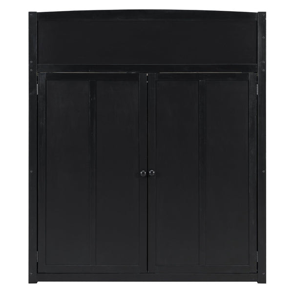 English Elm Full Size Gaming Loft Bed with Rgb Lighting Desk Wardrobe and Mdf Wood Frame LT100261AAI