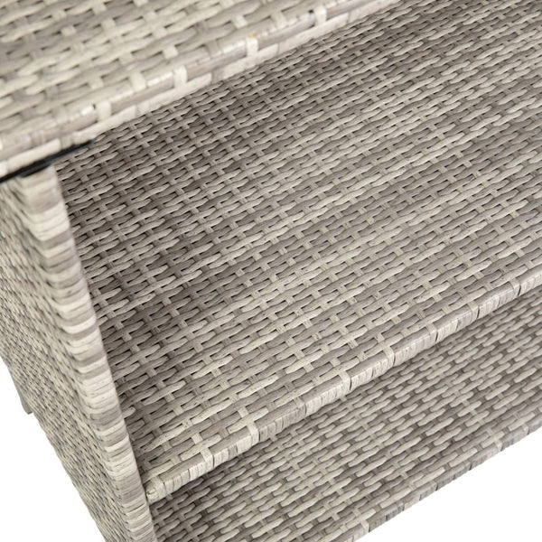 English Elm Marco Indoor/Outdoor Wicker Rattan Bar Counter Table with Storage Shelves for Entertaining Spaces Gray LTS-0165-GY-GG