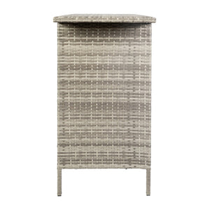 English Elm Marco Indoor/Outdoor Wicker Rattan Bar Counter Table with Storage Shelves for Entertaining Spaces Gray LTS-0165-GY-GG