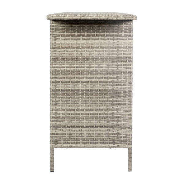 English Elm Marco Indoor/Outdoor Wicker Rattan Bar Counter Table with Storage Shelves for Entertaining Spaces Gray LTS-0165-GY-GG