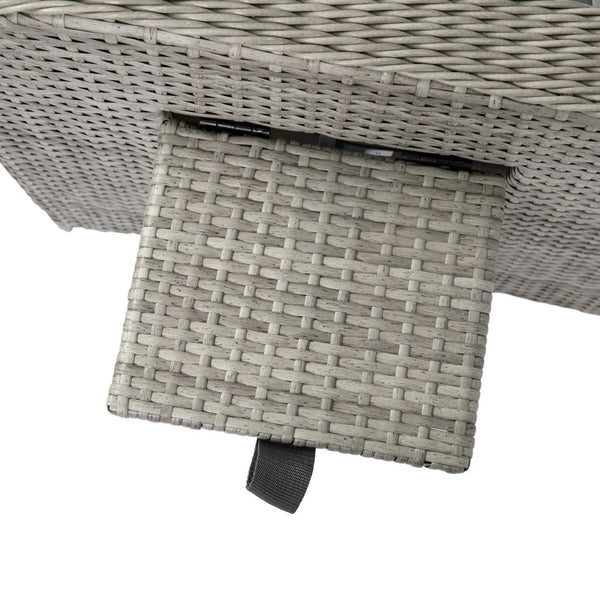 English Elm Nemo Versatile Indoor/Outdoor Wicker Rattan Recliner Chair with Flip-Up Table for Ultimate Comfort Gray Cushions/Gray Frame LTS-0422-GY-GY-GG