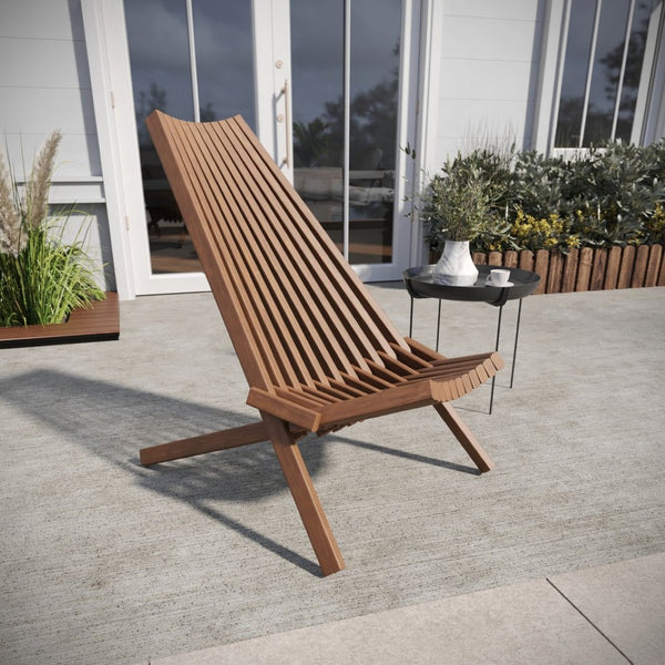 English Elm Delia Commercial-Grade Folding Acacia Wood Lounge Chair for Indoor/Outdoor Comfort & Style Brown LTS-0441-BR-GG