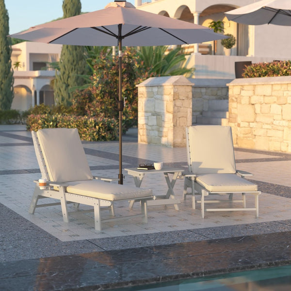 English Elm Lyra Commercial-Grade Water-Resistant Outdoor Chaise Lounge Cushion for Ultimate Comfort & Style Beige LTS-CUSHION-3-BG-GG