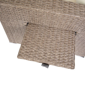 English Elm Huck Indoor/Outdoor Wicker Rattan Conversation Set – Stylish L-Shaped Sofa & Dining Table Combo Beige Cushions/Brown Frame LTS-SET-02023-BG-BR-GG