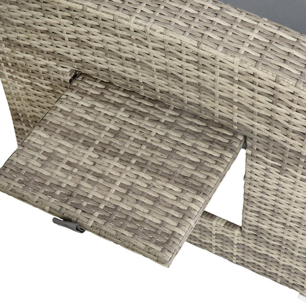 English Elm Huck Indoor/Outdoor Wicker Rattan Conversation Set – Stylish L-Shaped Sofa & Dining Table Combo Gray Cushions/Gray Frame LTS-SET-02023-GY-GY-GG