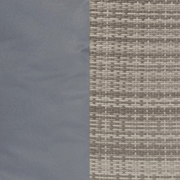 English Elm Huck Indoor/Outdoor Wicker Rattan Conversation Set – Stylish L-Shaped Sofa & Dining Table Combo Gray Cushions/Gray Frame LTS-SET-02023-GY-GY-GG