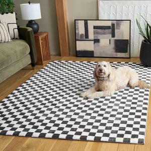Safavieh Lunara Sleek Black & Ivory Runner Rug — Low-Profile, Stain-Resistant Polyester For Hallways 2'-2" x 8'-0" LUA300Z-28