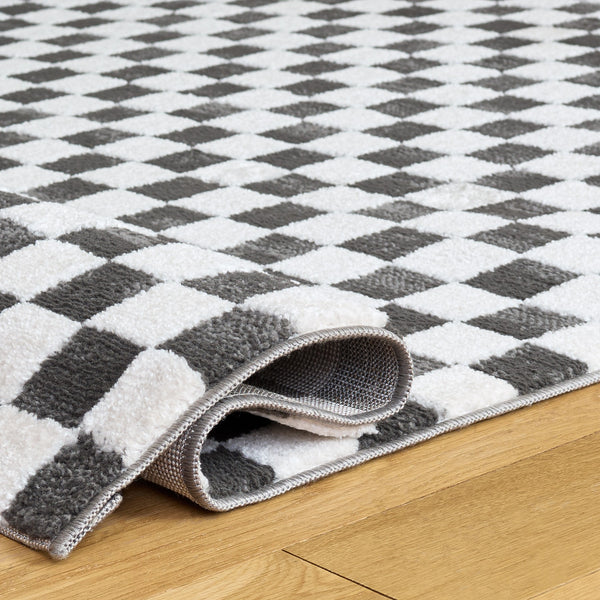 Safavieh Lunara Modern Black And Ivory Area Rug — Low-Profile Power-Loomed Turkish Design, Soft Polyester Texture 4'-0" x 6'-0" LUA300Z-4