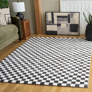Safavieh Lunara Modern Black And Ivory Area Rug — Low-Pile Polyester Comfort, Durable Power‑Loomed Style 8'-0" x 10'-0" LUA300Z-8