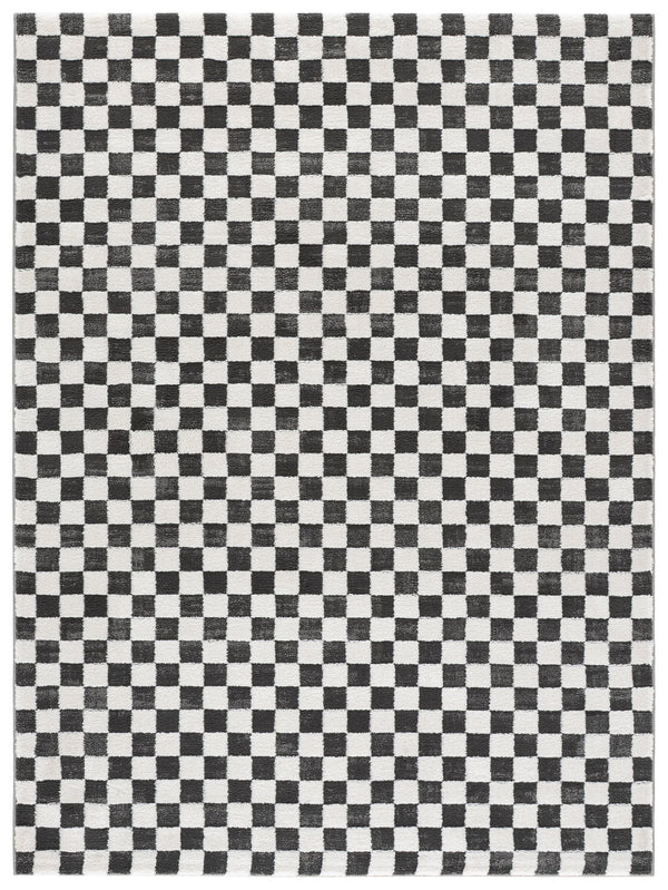 Safavieh Lunara Modern Black And Ivory Area Rug — Low-Profile Power-Loomed Turkish Design, Soft Polyester Texture 4'-0" x 6'-0" LUA300Z-4