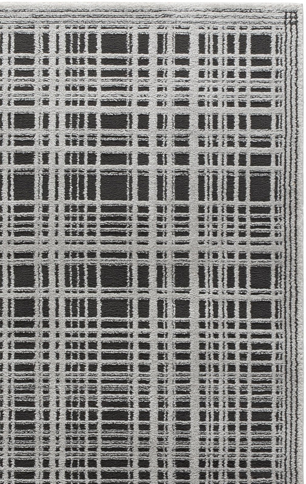 Safavieh Lunara Modern Black And Ivory Square Rug — Low-Profile Durable Power-Loomed Polyester Jute Backing 6'-7" x 6'-7" LUA304Z-7SQ