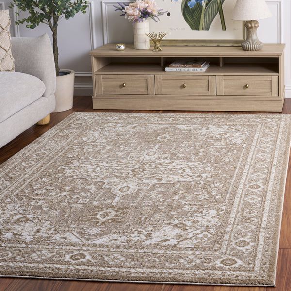 Safavieh Lunara Warm Beige And Grey Area Rug — Power-Loomed Turkish-Inspired Design, Low Pile Durability 4'-0" x 6'-0" LUA314B-4