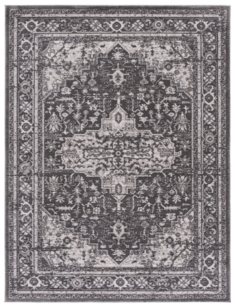 Safavieh Lunara Refined Grey Area Rug — Low Pile, Turkish Power-Loomed Durability With Subtle Dark Accents 6'-7" x 6'-7" LUA314F-7SQ