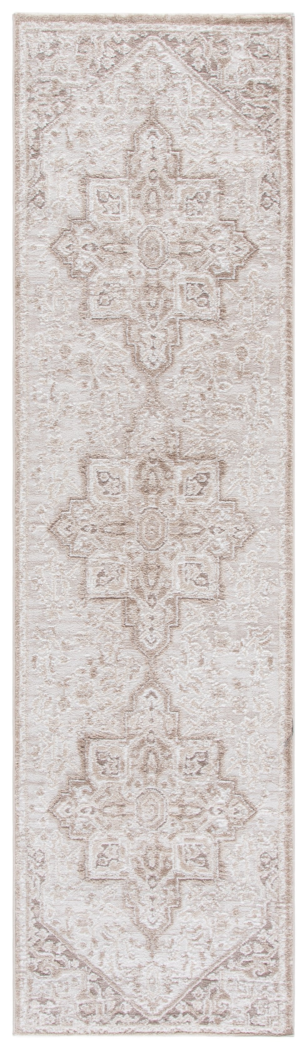 Safavieh Lunara Ivory And Light Brown Runner Rug — Low-Profile 1/2" Pile, Durable Polyester, Turkish Craftsmanship 2'-2" x 8'-0" LUA318E-28