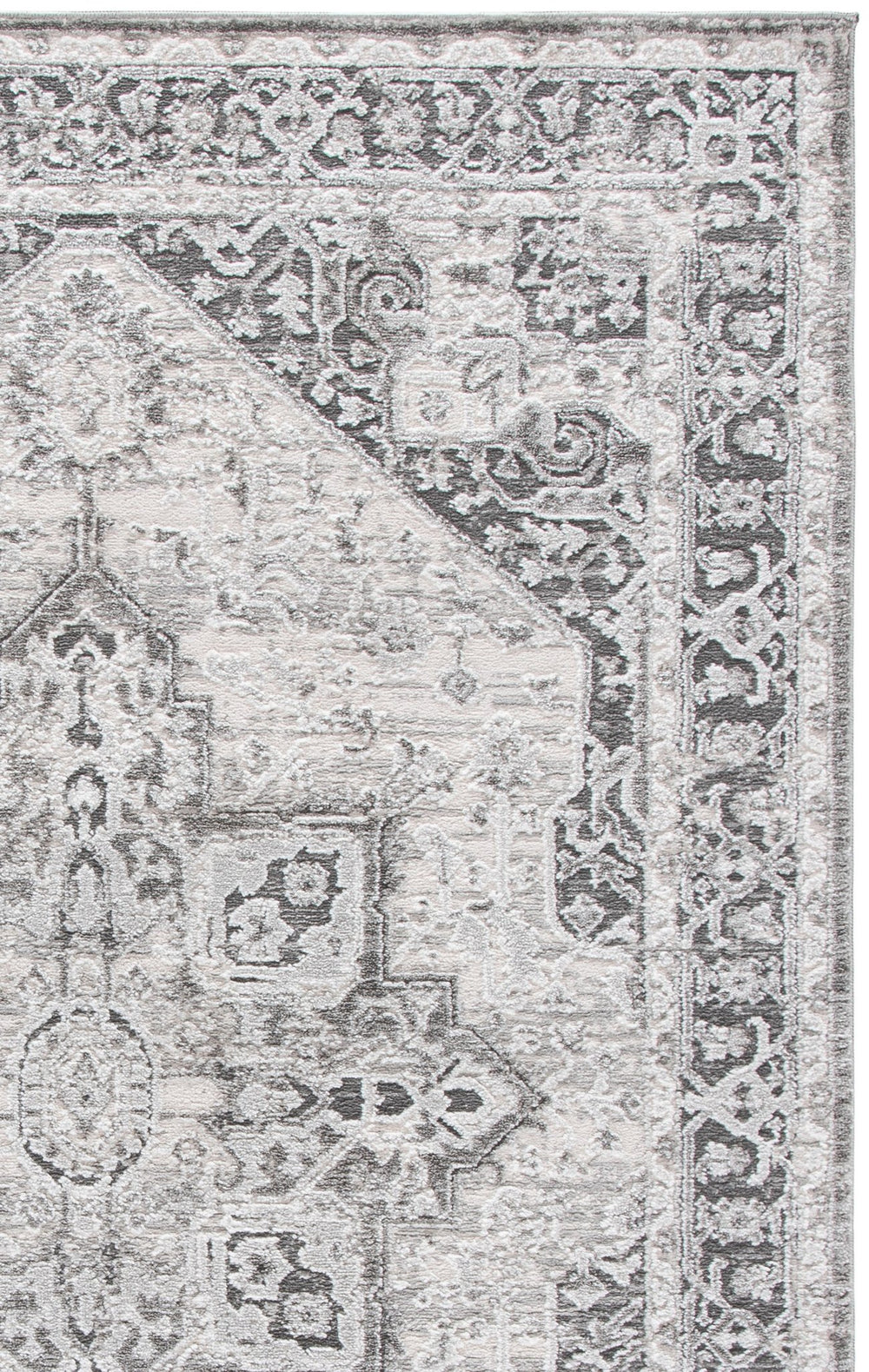 Safavieh Lunara Round Ivory Grey Area Rug — Timeless Traditional Design, Soft Polyester Pile, Durable Finish 6'-7" x 6'-7" LUA318F-7R