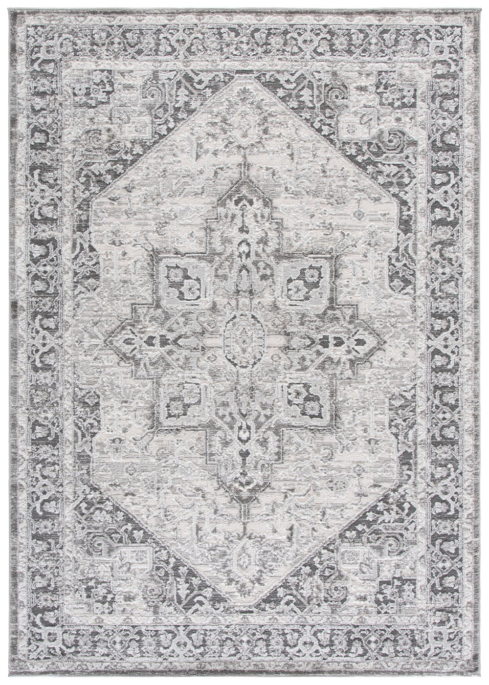 Safavieh Lunara Elegant Ivory And Grey Square Rug — Low-Profile Polyester With Jute Accents, Durable Turkish Loomed 6'-7" x 6'-7" LUA318F-7SQ
