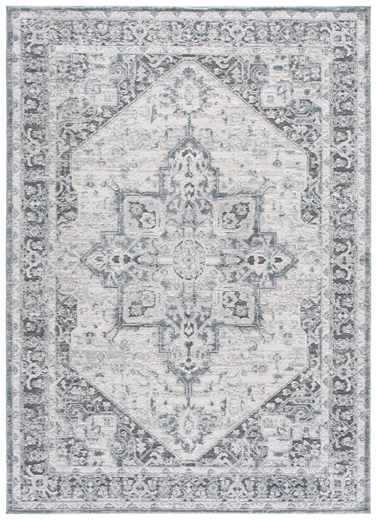 Safavieh Lunara Medallion Area Rug Ivory Blue Power Loomed Polyester Traditional Living Room LUA318L-5