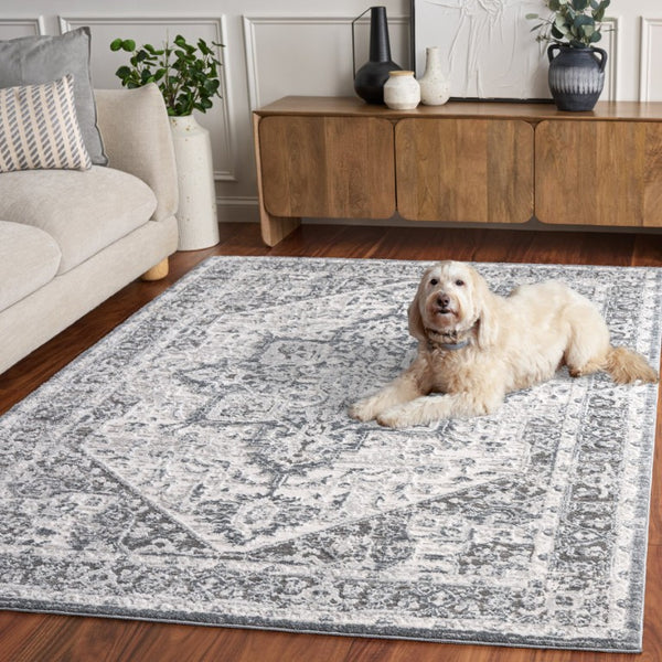 Safavieh Lunara Medallion Area Rug Ivory Blue Power Loomed Polyester Traditional Living Room LUA318L-5