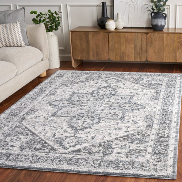 Safavieh Lunara Medallion Area Rug Ivory Blue Power Loomed Polyester Traditional Living Room LUA318L-5