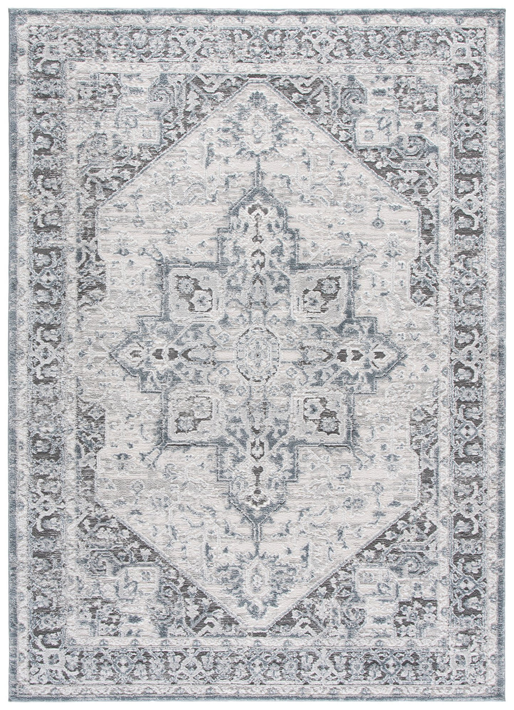 Safavieh Lunara Round Ivory And Blue Area Rug — Low Pile, Power-Loomed Durability, Soft Cushioned Underfoot 6'-7" x 6'-7" LUA318L-7R