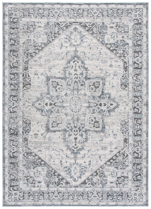 Safavieh Lunara Round Ivory And Blue Area Rug — Low Pile, Power-Loomed Durability, Soft Cushioned Underfoot 6'-7" x 6'-7" LUA318L-7R