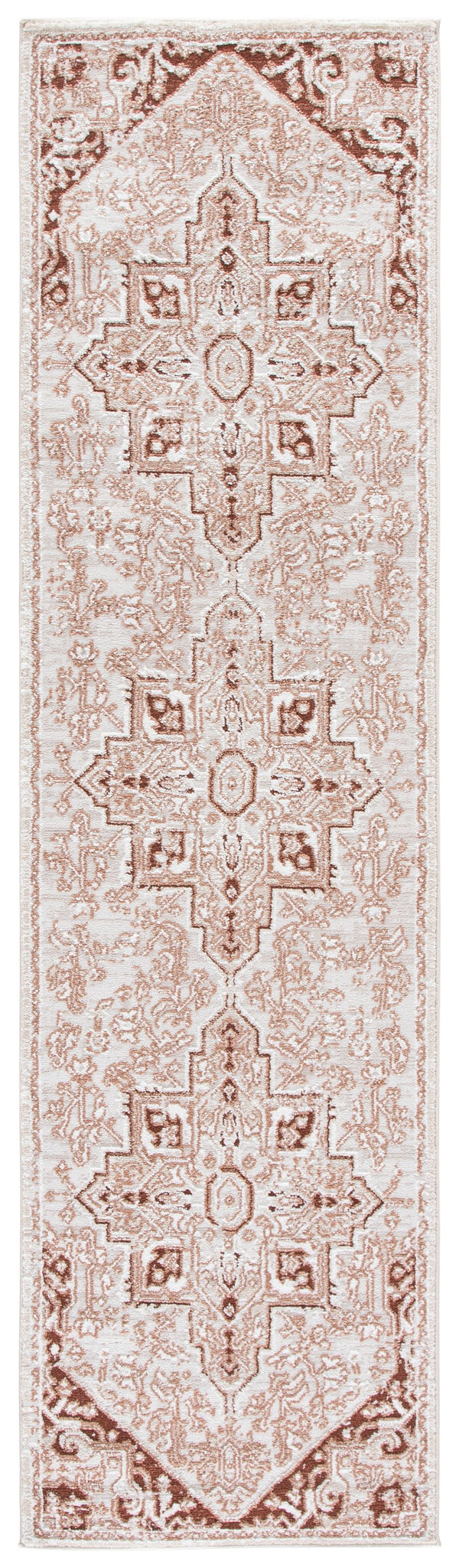 Safavieh Lunara Round Area Rug In Rust & Ivory — Power-Loomed Turkish Traditional Motif, Durable Low Pile 6'-7" x 6'-7" LUA318P-7R