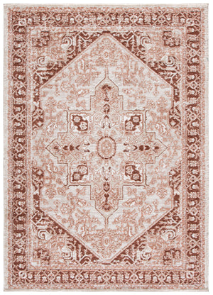 Safavieh Lunara Round Area Rug In Rust & Ivory — Power-Loomed Turkish Traditional Motif, Durable Low Pile 6'-7" x 6'-7" LUA318P-7R