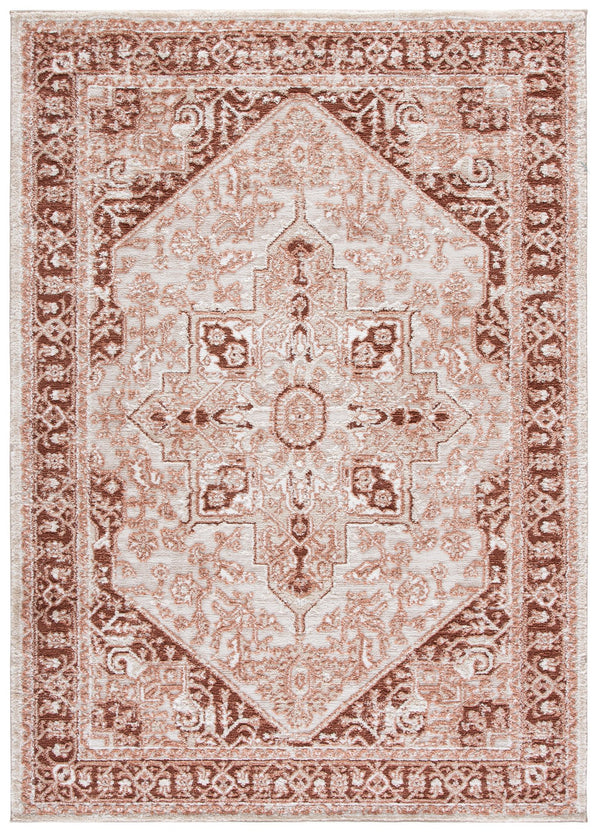 Safavieh Lunara Round Area Rug In Rust & Ivory — Power-Loomed Turkish Traditional Motif, Durable Low Pile 6'-7" x 6'-7" LUA318P-7R