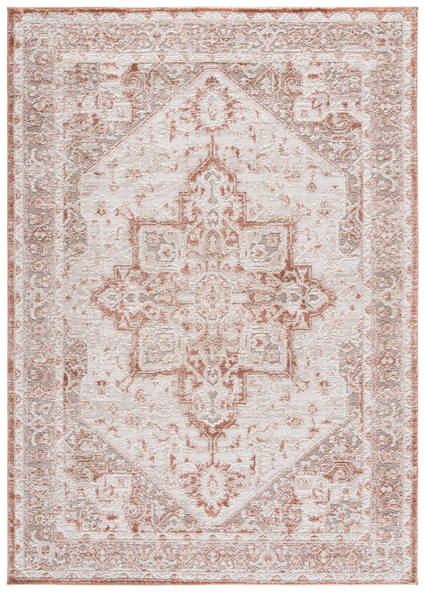 Safavieh Lunara Round Ivory And Rust Area Rug — Power-Loomed Turkey, Durable Polyester Pile, Timeless Accent 6'-7" x 6'-7" LUA318R-7R