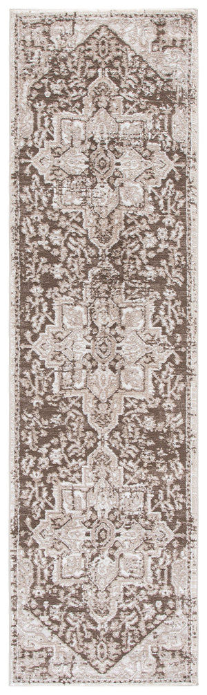 Safavieh Lunara Elegant Round Rug In Brown And Ivory — Low-Profile, Soft Polyester Pile, Turkish Power-Loomed Durable Design 6'-7" x 6'-7" LUA318T-7R