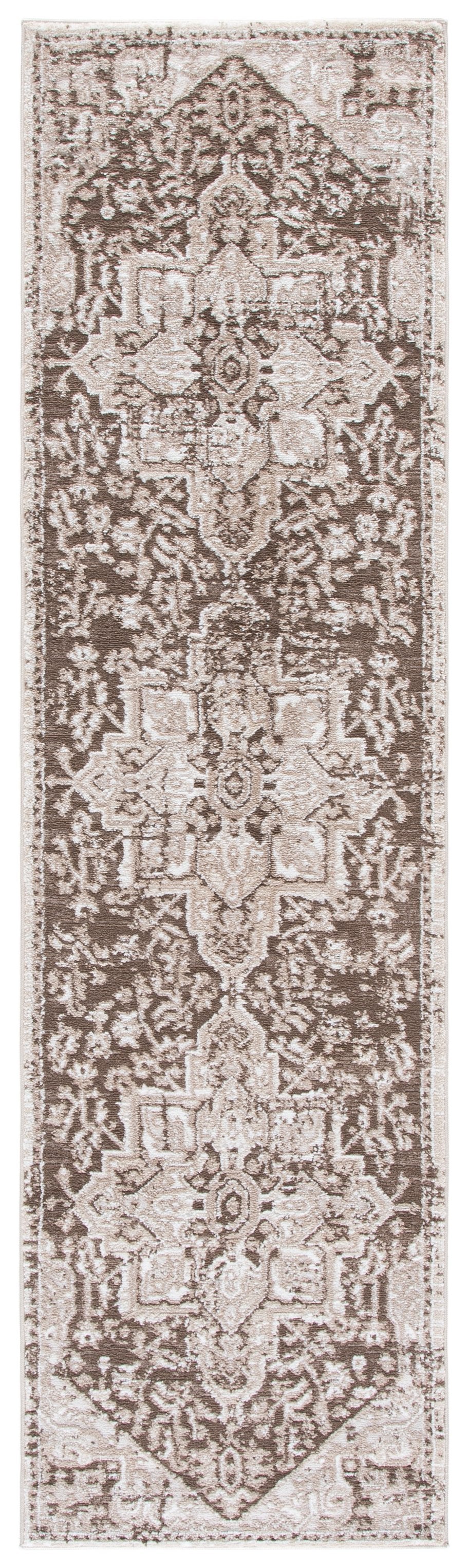 Safavieh Lunara Low-Profile Brown & Ivory Traditional Area Rug — Durable Turkish Power-Loomed, Easy-Care Texture 6'-7" x 6'-7" LUA318T-7SQ