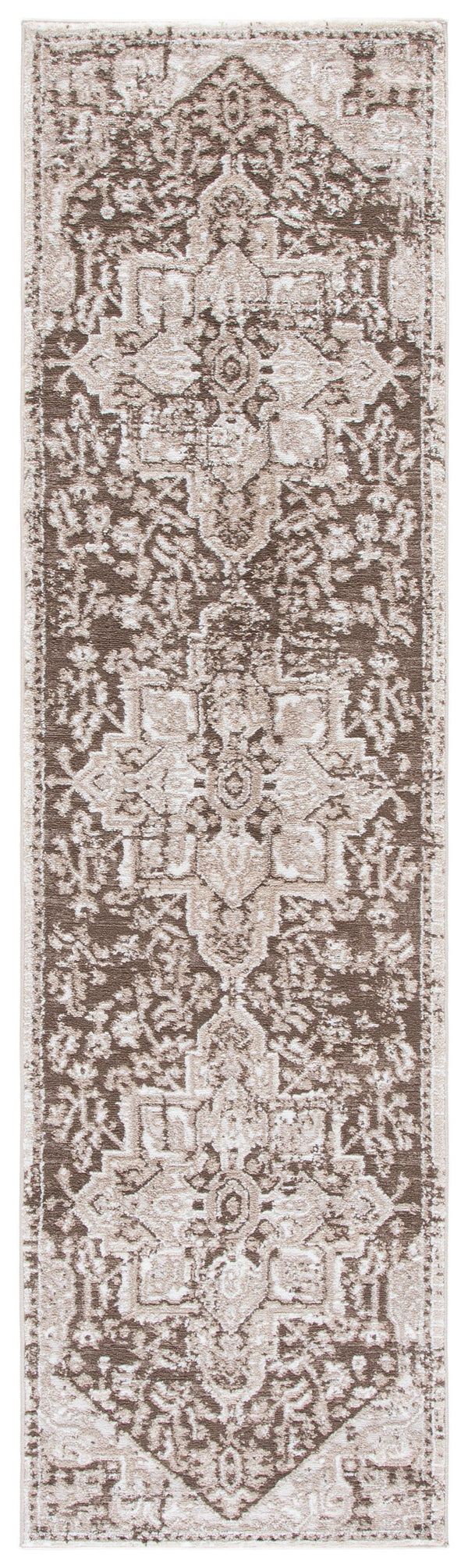 Safavieh Lunara Low-Profile Brown & Ivory Traditional Area Rug — Durable Turkish Power-Loomed, Easy-Care Texture 6'-7" x 6'-7" LUA318T-7SQ