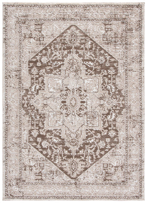 Safavieh Lunara Low-Profile Brown & Ivory Traditional Area Rug — Durable Turkish Power-Loomed, Easy-Care Texture 6'-7" x 6'-7" LUA318T-7SQ