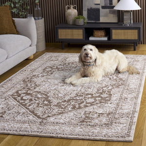 Safavieh Lunara Power Loomed Polyester Area Rug Traditional Turkish Brown Ivory Living Room LUA318T-5