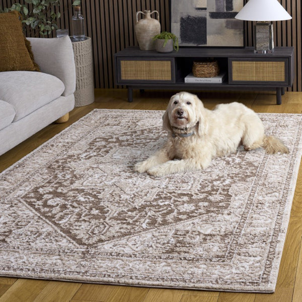 Safavieh Lunara Power Loomed Polyester Area Rug Traditional Turkish Brown Ivory Living Room LUA318T-5