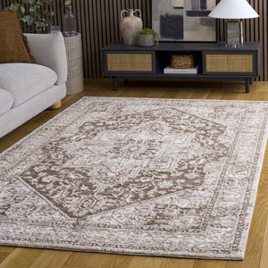 Safavieh Lunara Power Loomed Polyester Area Rug Traditional Turkish Brown Ivory Living Room LUA318T-5