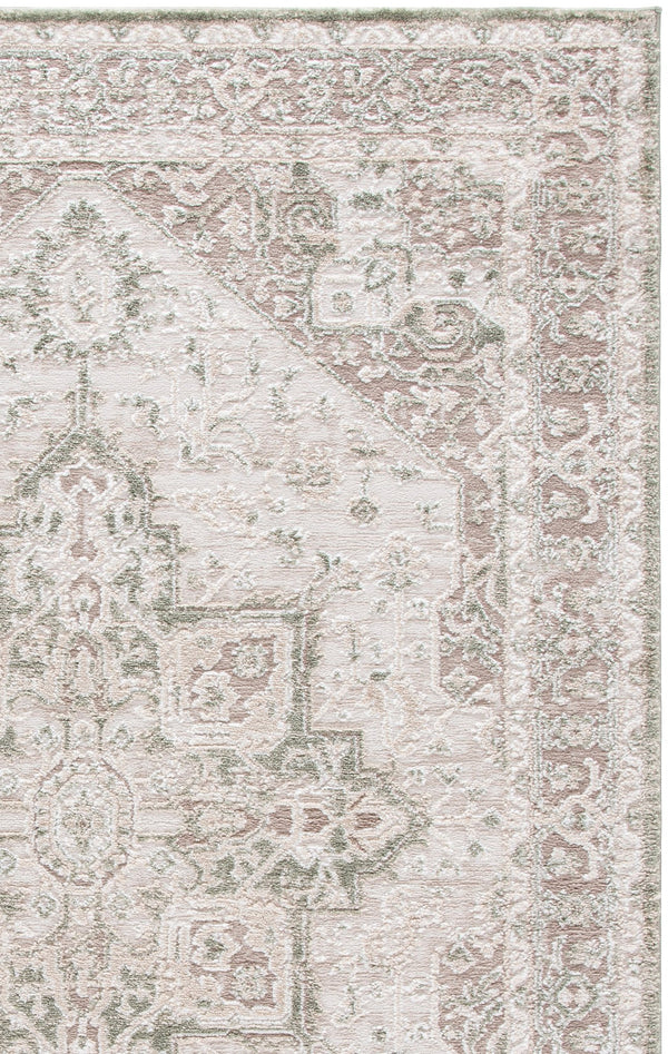 Safavieh Lunara Round Ivory And Green Area Rug — Low-Profile Power-Loomed Design For Durable, Timeless Style 6'-7" x 6'-7" LUA318W-7R