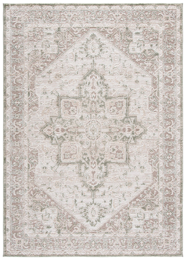 Safavieh Lunara Round Ivory And Green Area Rug — Low-Profile Power-Loomed Design For Durable, Timeless Style 6'-7" x 6'-7" LUA318W-7R