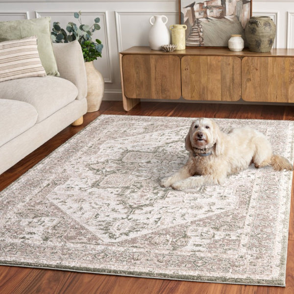 Safavieh Lunara Power Loomed Polyester Area Rug Traditional Ivory Green Living Room Accent LUA318W-5