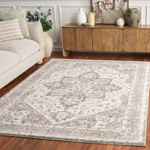 Safavieh Lunara Power Loomed Polyester Area Rug Traditional Ivory Green Living Room Accent LUA318W-5