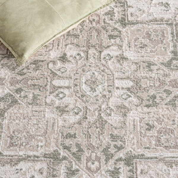 Safavieh Lunara Traditional Polyester Area Rug Ivory Green Solid Field for Living or Dining LUA318W-9
